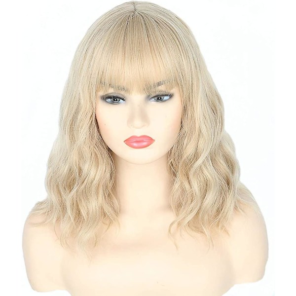 Blond parykk for kvinner parykk med frynser mote daglig bruk syntetisk parykk (blond) Acsergery gave