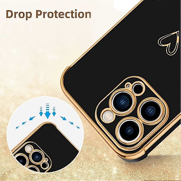 Kompatibel med iPhone 14 Pro Max Skal för Kvinnor Söt Lyxig Kärlek Hjärta Mönster Design Fullt Kameraskydd Mjuk TPU Förstärkta Hörn Skyddande P