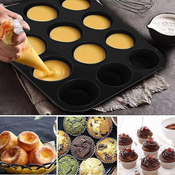 2 st silikonmuffinsformar för 12 muffins med non-stick-beläggning