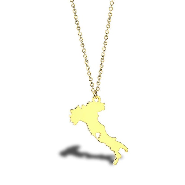 1pcs Map Necklace, Italian Structure Map Pendant, Titanium Steel Ladies Clavicle Chain Clothing Accessoriesgold Xq-ps258