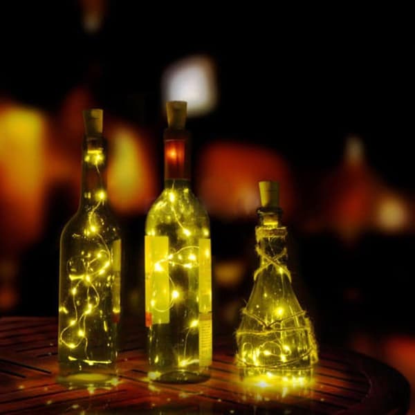 Solcelled Landskabslys Sol Prop Vin Flaske Fe Lys Have Have Gade Dekorative Lys (Transparent)