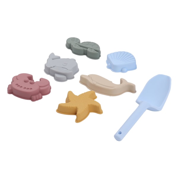 Silikon Strandleksaker Baby Sand Play Leksaker Set Inkluderar Silikon Hink Djurmodell Sand Skovl StringBlå