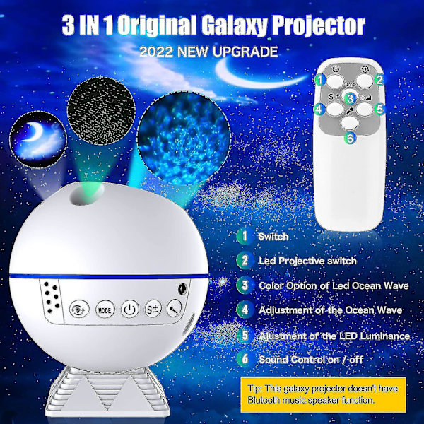 Galakseprojektor Stjerneprojektor Nattelys Projektor Til Soveværelse Galakse Lys Projektor Galakse Himmel Rum Projektor Ocean Måne Projektor Stjernelys 3 I