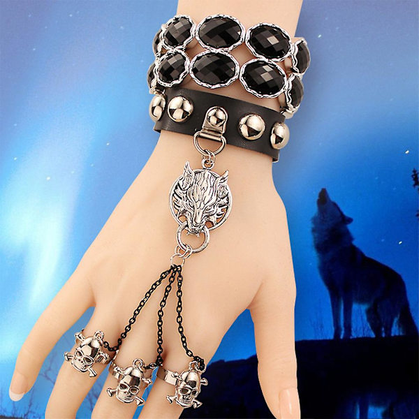 Armbånd Punk Rock Stil Halloween Skull Spike Handske Gotisk Armbånd Handske Mand