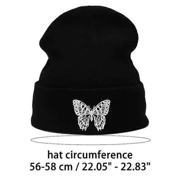 Broderad stickad mössa - Ribbstickad mudd unisex daglig passform flexibel komfort White