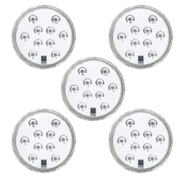 Vattentäta LED-lampor, 5 set med färgglada IP68 vattentäta poollampor