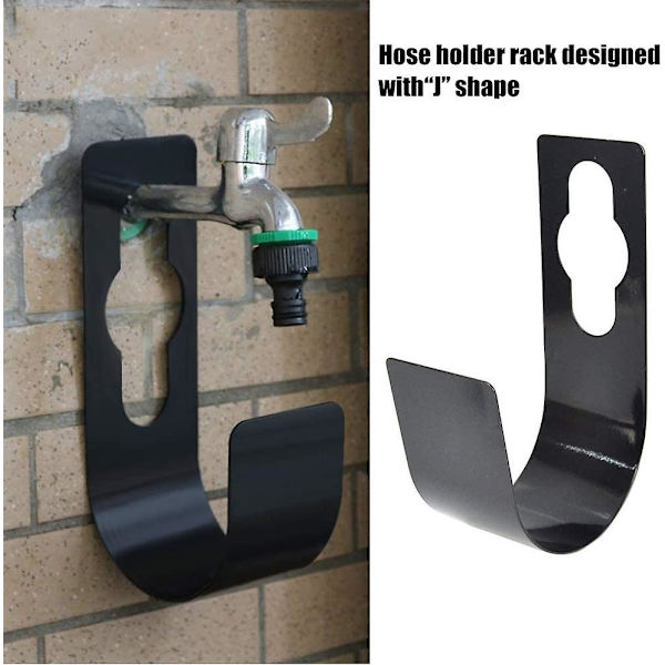 Sort udtrækkelig slangeholder - Have Heavy Duty metalslangeholder - vægmonteret haveslangeholder