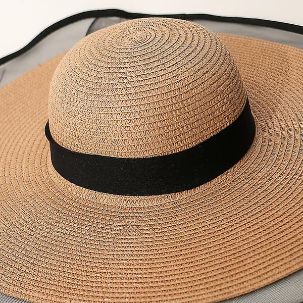 Dame Solhat Sommer UV Beskyttelse Stråhat Sol Stråhat Strandkasket Til Rejse Strand (Sort)