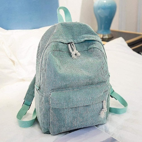 Backpack Style Soft Fabric Backpack Female Corduroy Design（Light Green）