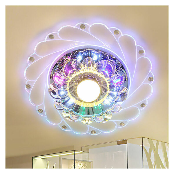 Lofts lys. Moderne rund krystal LED-loftslampe til stue, gang, gang (farve: flerfarvet), 5W