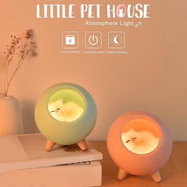 Mini kæledyr hus natlys bærbar USB justerbar bordlampe baby soveværelse