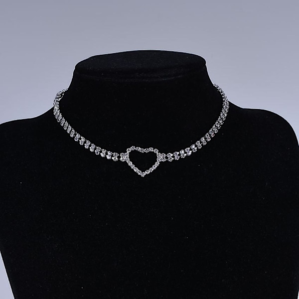 Dww-Crystal Heart Choker Halskjede Marie Rhinestone Halskjede Damer Jenter Ungdom Halskjede