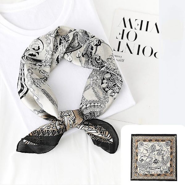 Kvinde Silke Touch Tørklæde Medium Square Satin Bandana, Khaki
