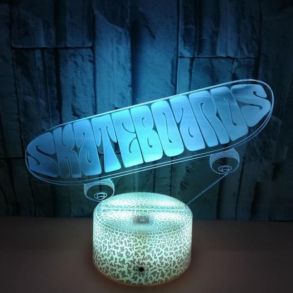 3D Optisk Illusion Skateboard Sensor Natlampe
