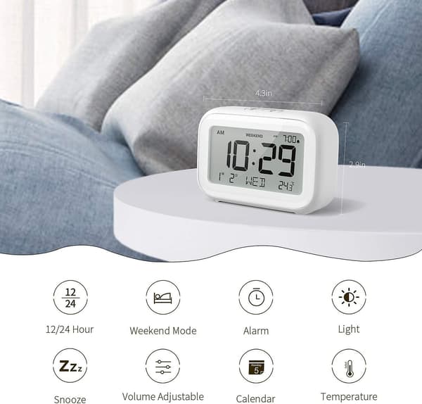 Digital väckarklocka för sovrum, resor, kontor - Modern minimalistisk stil med LCD-skärm