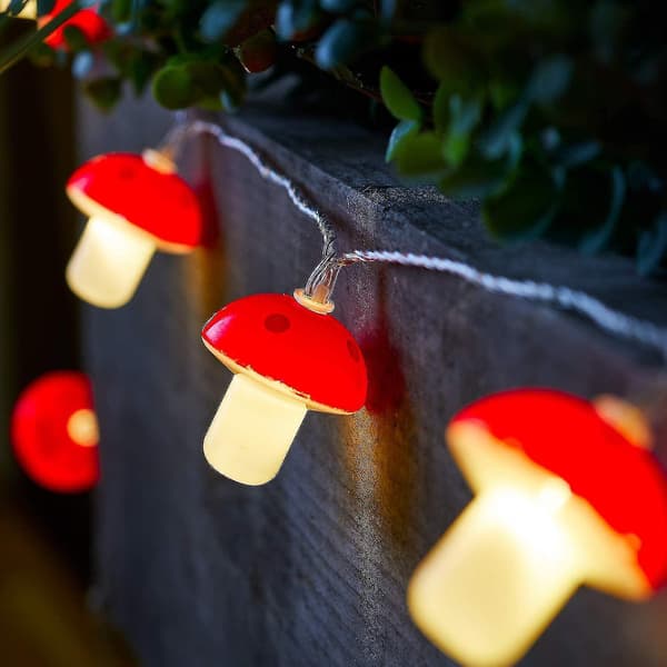 Ljusslinga Svampar Solcellslampor Utomhus Trädgård Toadstool Varm Vit Led 3,5m Ip44