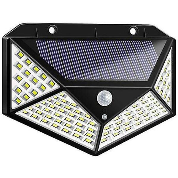 Sæt med 2 solspotlights med bevægelsessensor 100led Support 270 grader Farve: Sort