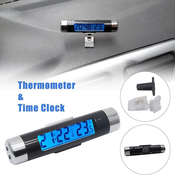Universal digital instrumentbräda klocka med justerbar LCD-display temperaturdisplay 12/24h-läge och Ba