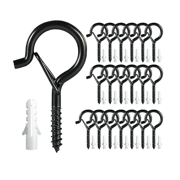 20 stk. Q-Hanger kroge, skruer kroge til udendørs lyskæder, sikkerhedsspændedesign kop øje krog hæng