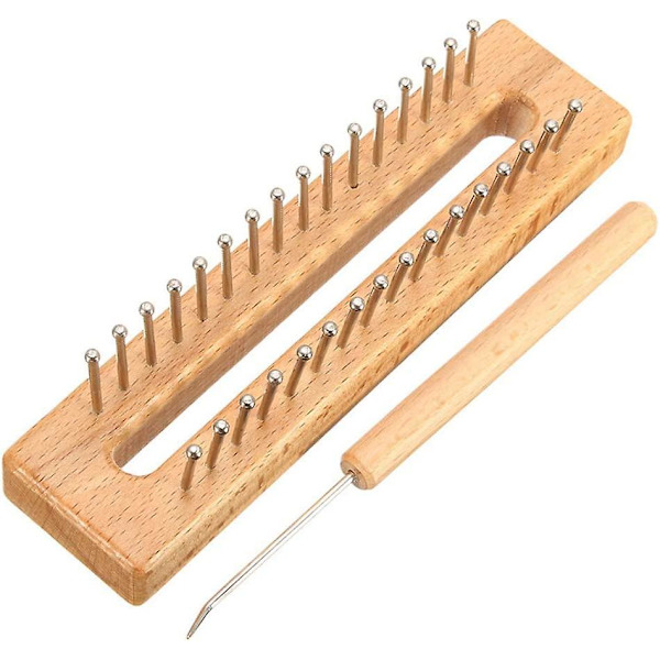 Wayion Stickningsmaskin Set med 32 Stift, Trä Stickningsmaskinbräda, Virknål, DIY Hantverk Verktygssats för Hattar, Scarfs, Leksaker, Nålhantverk