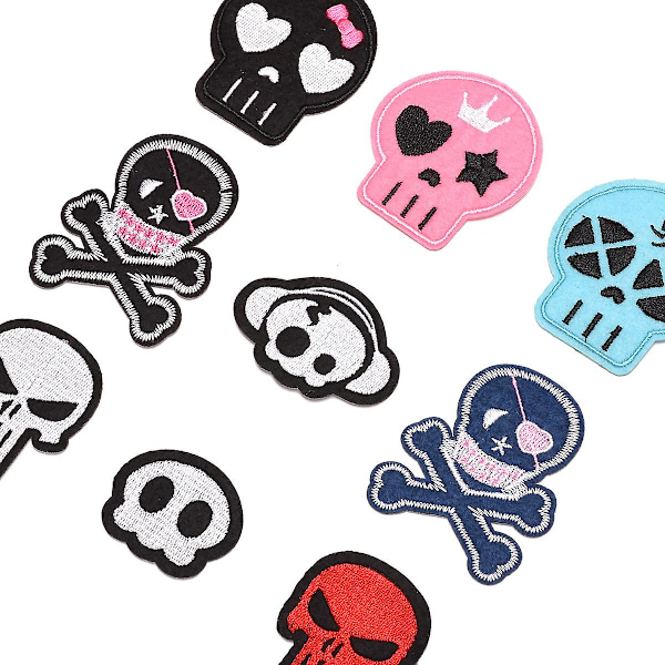 Dww-9 Fashion Skull -kirjontamerkit, kirjotut appliikki-tarrat, ompelumerkit ja merkit kangaskorjausmerkit vaatteille