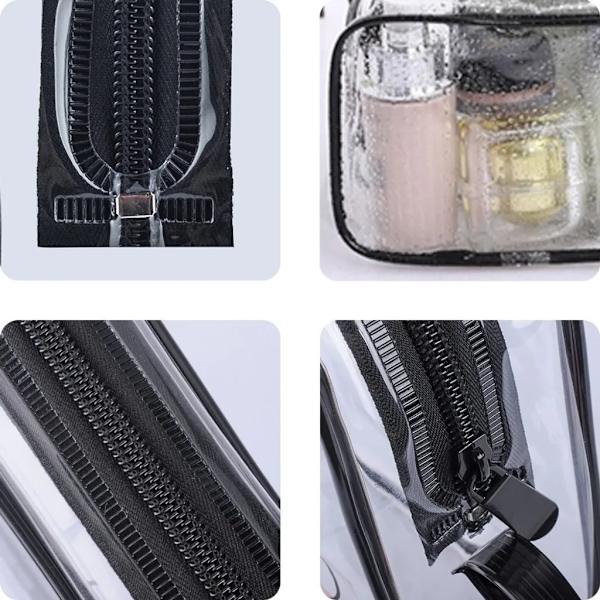5-pack transparenta PVC-necessärer med dragkedja, bärbar kosmetikaväska för semester, badrum och organisering (svart, liten)