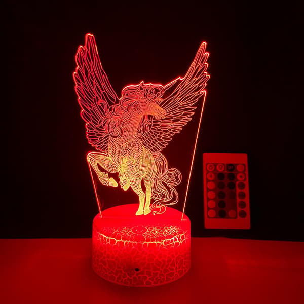 LED Natlampe Enhjørning Serie 3D Illusion Lampe