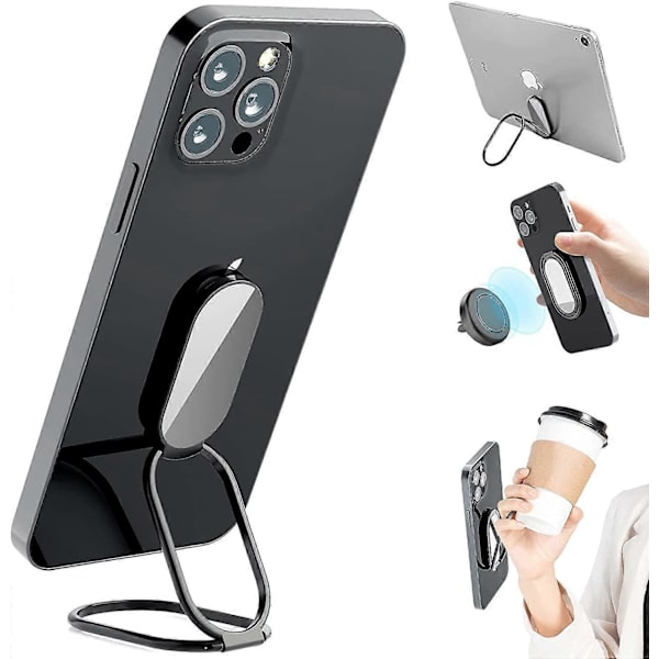 Telefonringhållare med Fingerstöd och Kickstand, 360° Rotation Mobiltelefon Ringhållare Stativ Metall Telefon Bakre Grepp för Magnetisk Bilhållare Vikbar Mobiltelefon Stativ C