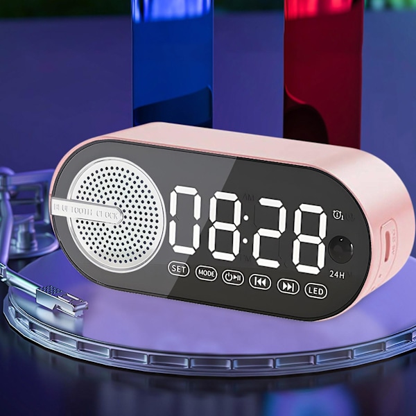 Intelligent Sensing Bluetooth Sound Alarm Clock, Bluetooth Sound, Dazzling Lights, Portable Mini Desktop, Home And Outdoor（Pink）