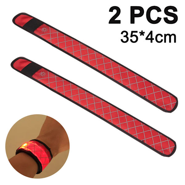 LED-armband, 2-pack reflekterande LED-ljusarmband, ljusband för löpning, jogging, hundpromenader, löpning, utomhussporter