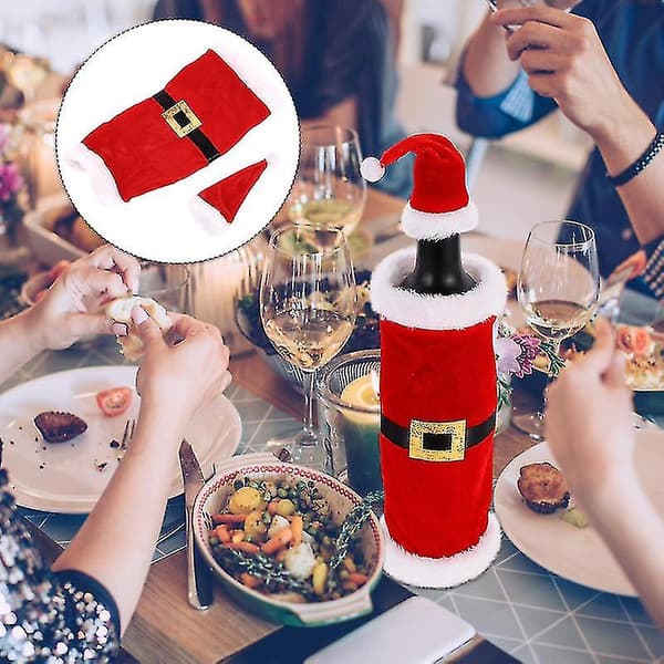 8 st Söta Julvinflaskskydd Återanvändbara Vinflaskskyddspåsar