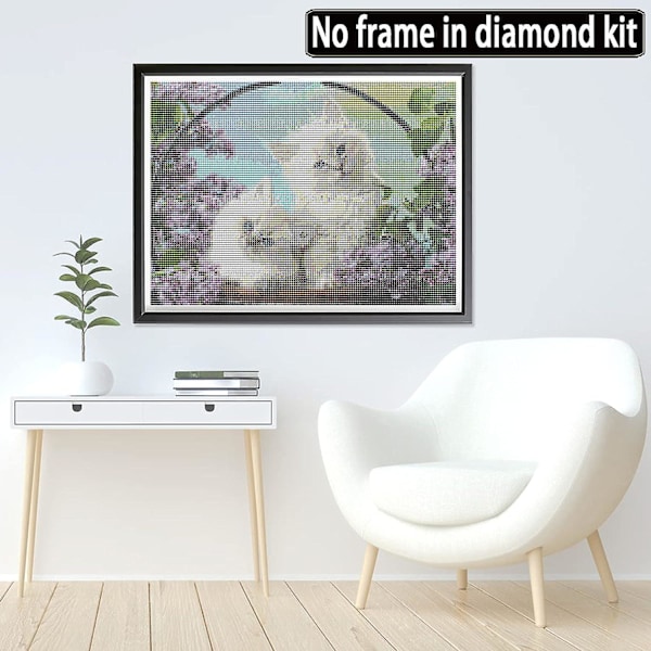 Dww-[30x40cm] 5D Diamantmålning Helt Vit Kattunge, DIY Diamantbroderi Målningssats Blommor, Diamantkonst Canvas DIY Hantverk Dekorati