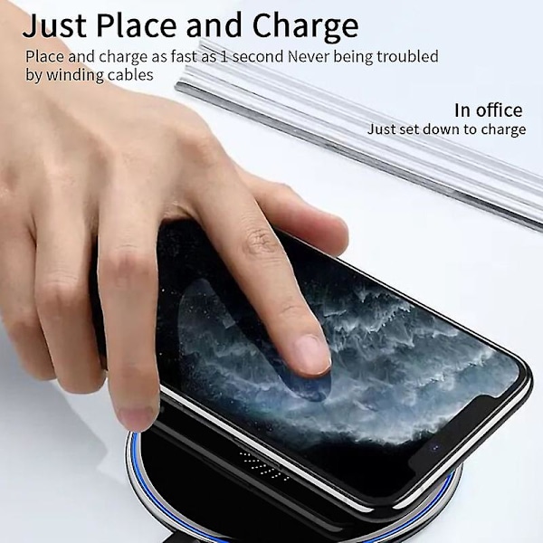 15W Qi trådlös laddare trådlös laddningsplatta snabbladdning trådlös för Iphone 11 Sumsung snabb trådlös laddare indikatorlampa Whi
