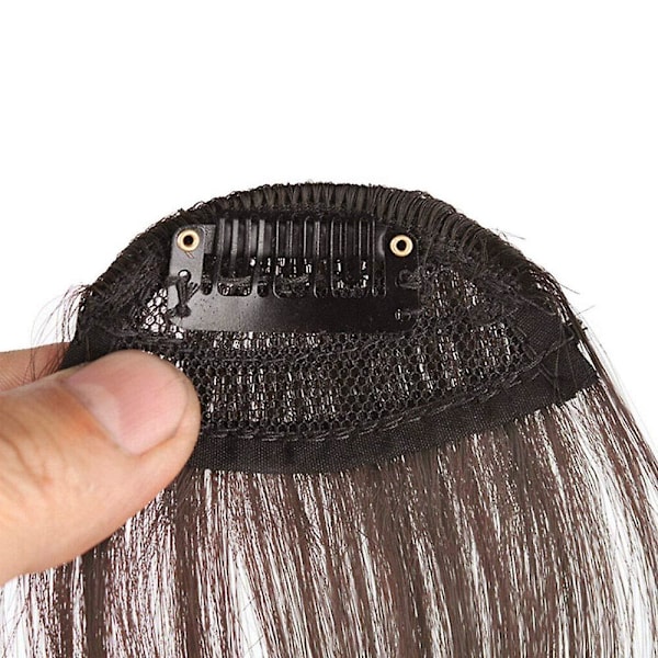 1 st. Ljusbrun Tunn Snygg Luftlugg Remy Mänskligt Hår Extensions Clip-In På Lugg Framtill Hårsmycke