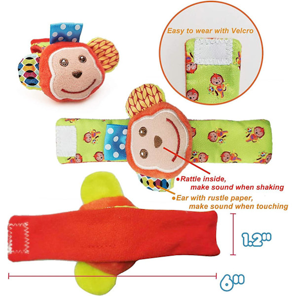 Armbandsskakra & Fotfinnare-strumpor 8 st Barnleksaker Present till Spädbarn Pojke Flicka