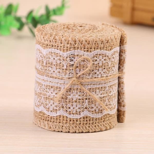 Juterull - DIY - 10m x 6cm - Beige - Bryllupsdekorasjon - Håndverk hvit XXS
