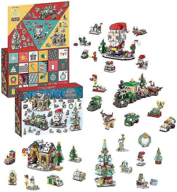 Julekalender med 24 dages nedtælling til jul med byggeklodser