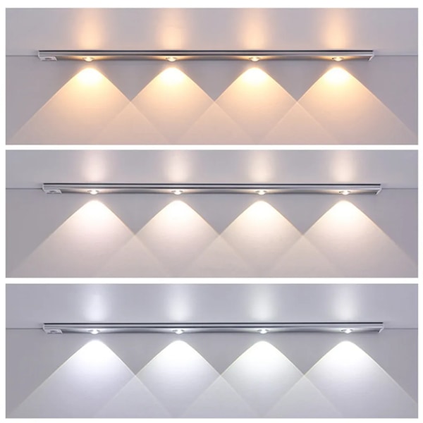 30cm LED-skåpsbelysning, USB-laddningsbart batteri nattljus skåpsbelysning, garderobsbelysning bottenstångsbelysning köksbelysning, självhäftande sensorbelysning