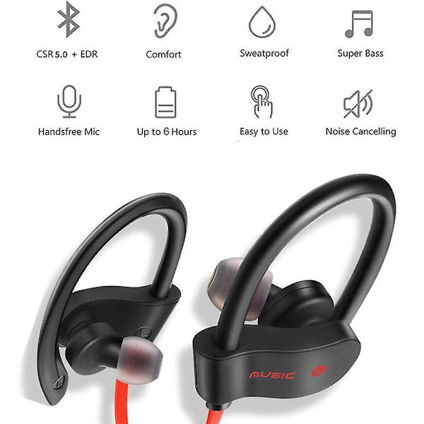 Langaton Bluetooth 5.0 -kuuloke vedenpitävä urheilukuuloke Stereo Hifi Bluetooth -kuulokkeet Melunvaimennuskuulokkeet Ios Android -puhelimeen A