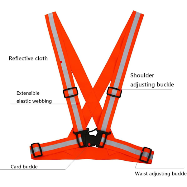 2 st Reflekterande Väst Säkerhet Fluorescerande Sele Justerbar Hög Synlighet Armband För Cykling Löpning Promenader Jogging Motorcykel