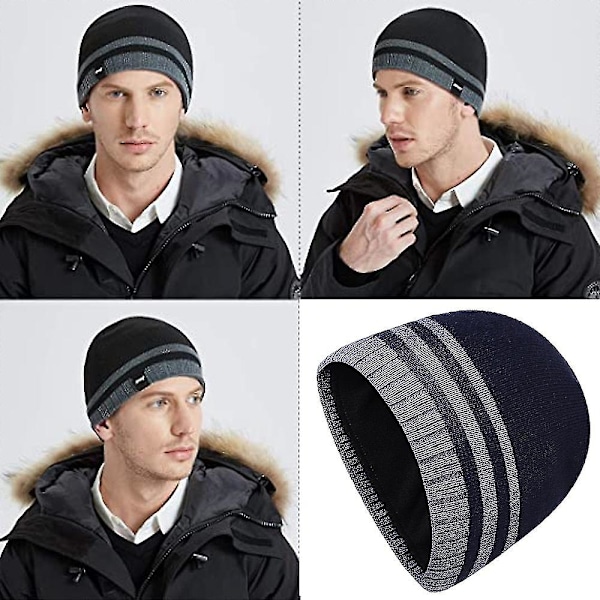 Vinter Beanie Hat Varm Strikkede Manchet Almindelig Toboggan Cap