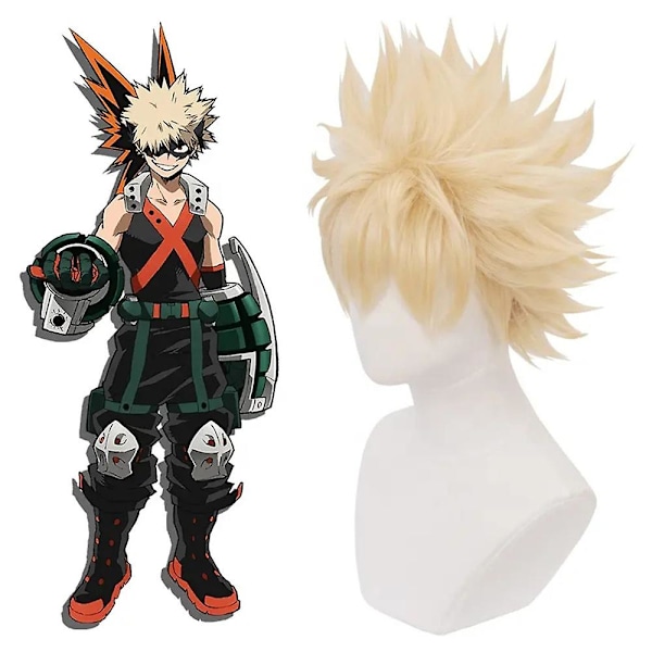 Bakugou Katsuki Paryk Blonde Parykker Med Pandehår Cosplay Rekvisit Anime Kostume Rekvisitter Til Manga Anime My Hero Academia