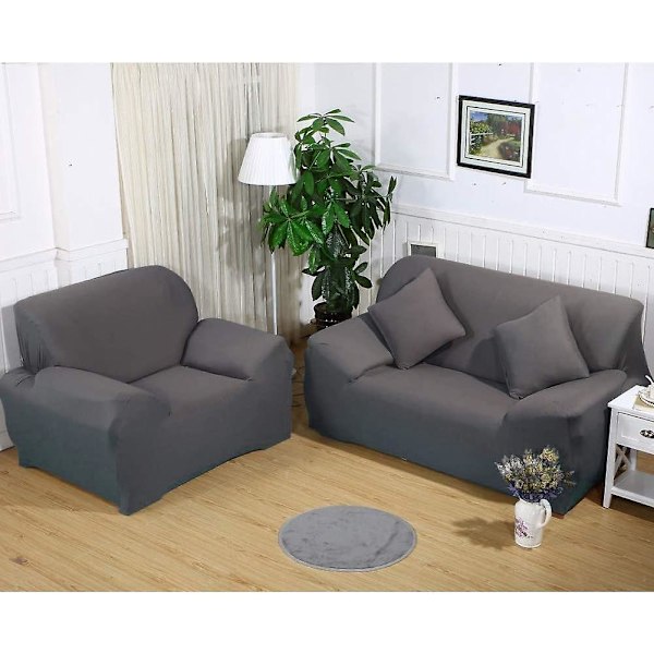 Soffaöverdrag stretch elastiskt sofföverdrag i olika storlekar och färger (3-sits för soffa längd 190-230 cm, grå)