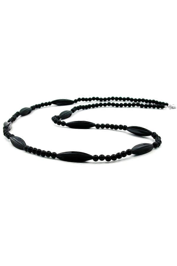 Halsband Svarta Pärlor 80cm - Gl00605