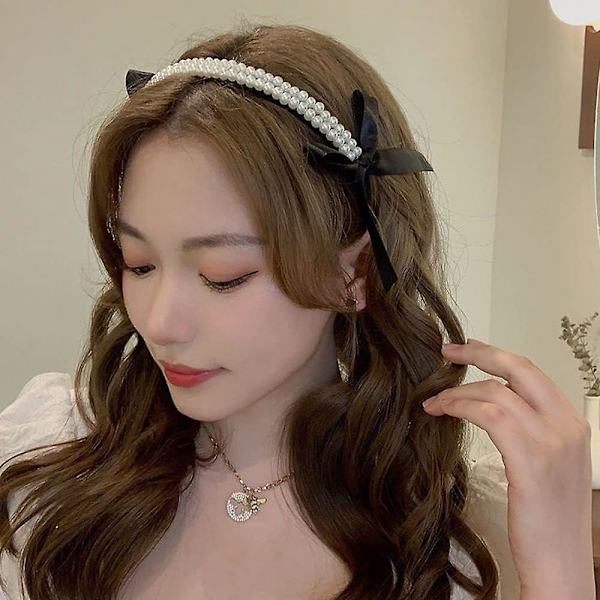 Söt hel pärla hårband hårtillbehör lyx rosett pannband huvudbonad matchande koreansk stil hårbåge hållbar design,WZ-1443R