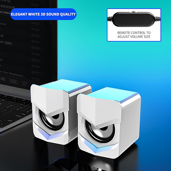 USB Multimedia Lille Højttaler（Gratis Størrelse，Hvid）