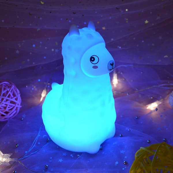 Sød Alpaca Børnenatlampe, Genopladelig Silikone til Børneværelset
