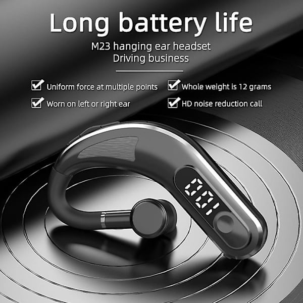 5.1 Bluetooth-headset med LED-display, digital strömförsörjning, enkel öra, bil, affärsheadset, öronkrokheadset, Ip6 vattentät 9d Hifi stereoljud, HD-samtal