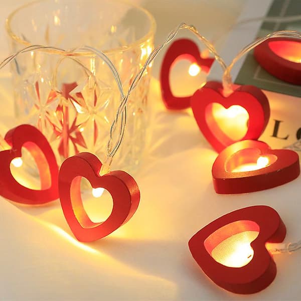 Valentine's Day Hjerteformet LED-lyssnor - 40 Røde Lys