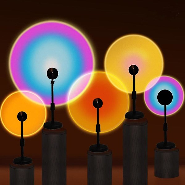 Solnedgangsprojektionslampe Regnbue Atmosfære Nattelys Solnedgangslys Til Soveværelse Værelse Dekoration Baggrundsvæg Tiktok Bordlampe（Regnbue 36.5 stand）